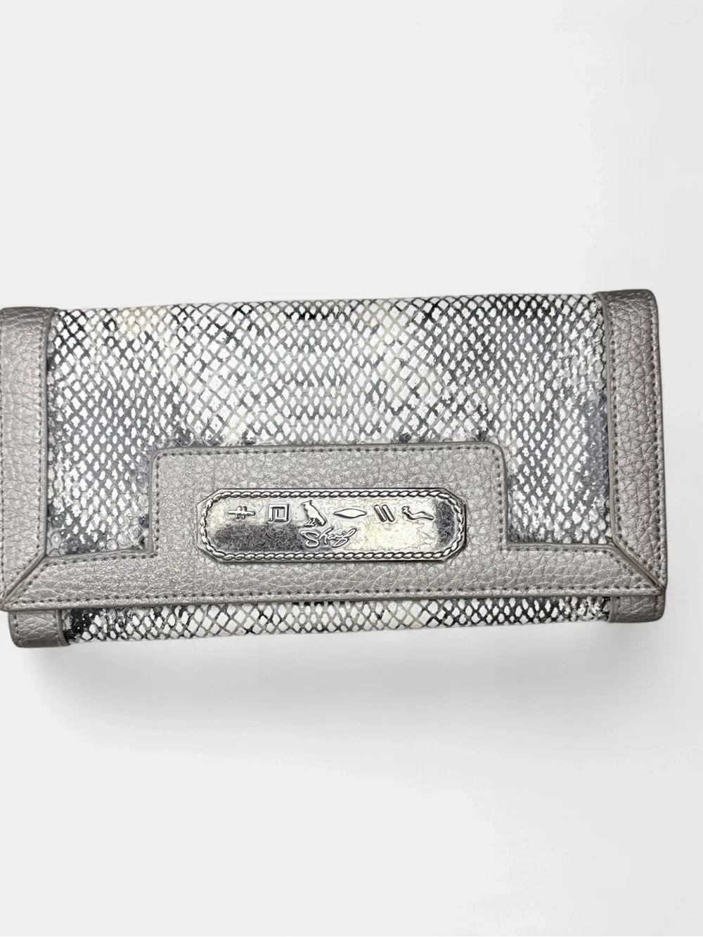 Sharif Silver Snakeskin-Texture Women’s Wallet